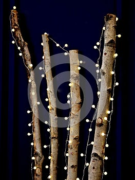 chains of light on a dark blue background resemble a starry sky at night.