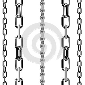 Chains link strength connection vector seamless pattern of metal linked parts and iron equipment protection strong sign