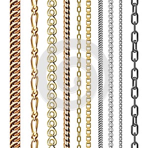 Chains link strength connection vector seamless pattern of metal linked parts and iron equipment protection strong sign