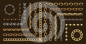 Chains pattern brushes colorful set