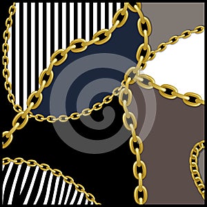 Chains pattern.Silk scarf design, fashion textile.