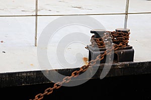 chains securing ships to the pier