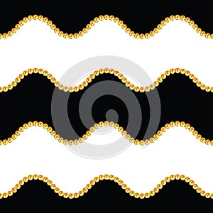 Seamless pattern of golden chains on black and white background. Repeat design ready for decor, fabric, prints, textile.