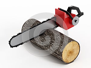 Chainsaw Cutting Timber Log