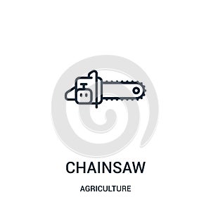chainsaw icon vector from agriculture collection. Thin line chainsaw outline icon vector illustration. Linear symbol for use on