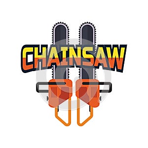 Chainsaw logo isolated on white background. vector illustration