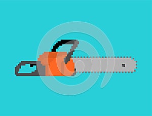 Chainsaw pixel art. lumberjack Tool 8 bit. vector illustration