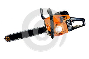 chainsaw, a portable, mechanical cow isolated on white background