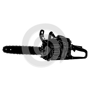 Chainsaw Silhouette Isolated on White Background