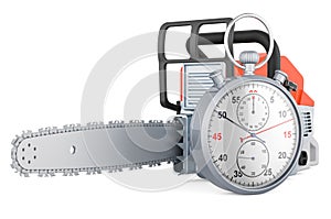 Chainsaw with stopwatch, 3D rendering