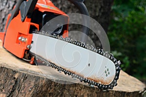 Chainsaw on the stump