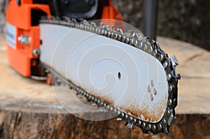 Chainsaw on the stump