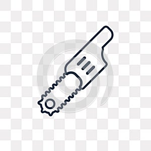 Chainsaw vector icon isolated on transparent background, linear