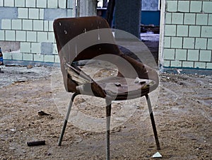 Chair in the abandoned building