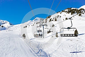 Chair alpine skiing lift winter.
