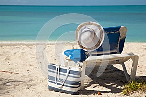 Chair beach bag and hat