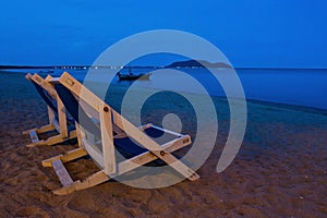 Chair at beach on twilight time