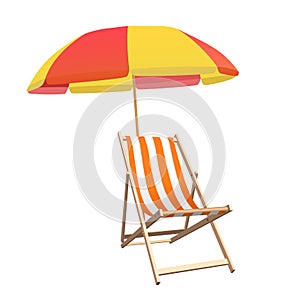 Chair and beach umbrella vector