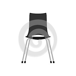 Chair black front view wooden vector icon. Office comfortable symbol relaxation furniture equipment
