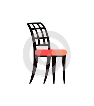 Chair in Black and Pink Colors, Soft Seat Vector