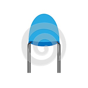 Chair blue front view wooden vector icon. Office comfortable symbol relaxation furniture equipment