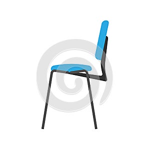 Chair blue side view wooden vector icon. Office comfortable symbol relaxation furniture equipment
