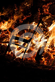 Chair burning in Guy Fawkes Night bonfire