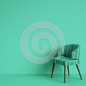 Chair with colorful stripes pattern on green blue backgrond with copy space