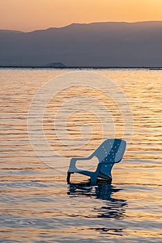 Chair in the Dead Sea in Israel