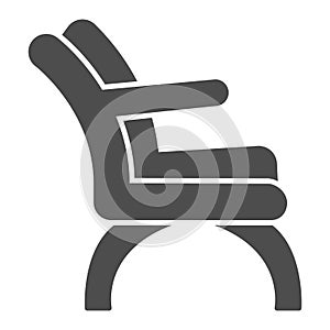 Chair with elbow rest solid icon, Furniture concept, Barber chair sign on white background, elegance armchair icon in