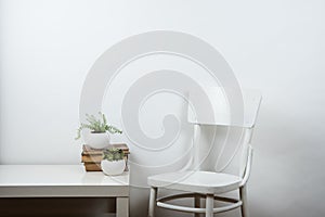 Chair and empty wall background, interior art poster mock up