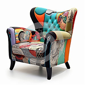 Colorful Pop Art Inspired Armchair With Luxurious Fabrics photo