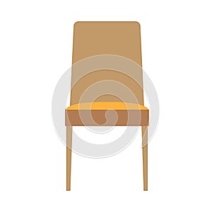 Chair front view wooden vector icon. Office comfortable symbol relaxation furniture equipment