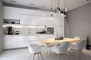 chair furniture design interior dining home house wall modern kitchen table. Generative AI.