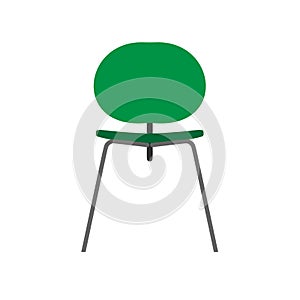 Chair green front view wooden vector icon. Office comfortable symbol relaxation furniture equipment