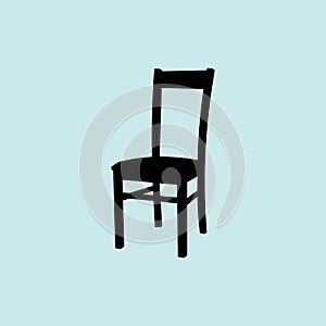Chair icon vector illustration isolated on ligth blue background.