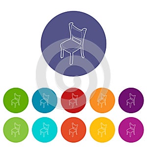 Chair icons set vector color