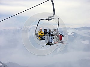 On a chair lift