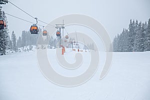 Chair lift cabin ski resort