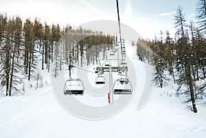 Chair lift in italian alps sauze d`oulx piedmont