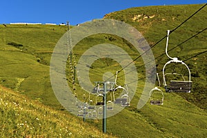 Chair lift at Mont Joly in summer