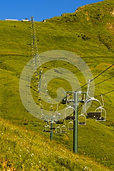 Chair lift at Mont Joly in summer