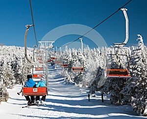 Chair lift on Mount Serak for downhill skiers