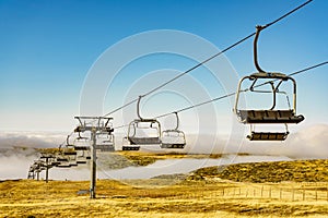 Chair lift in mountain, Serra da Estrela, Portugal