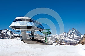 Chair lift in a ski resort