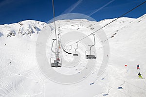 Chair lift at a ski resort St. Anton am Arlberg