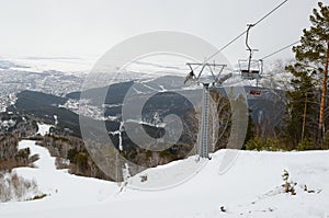 Chair lift to the mountain Tserkovka