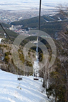 Chair lift to the mountain Tserkovka