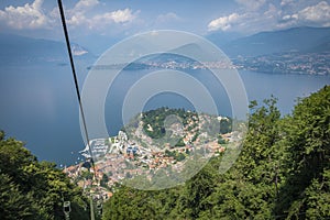 Chair lift with tubs from Laveno to the Poggio Sant Elsa at the Lago Maggiore
