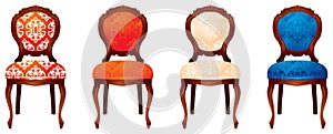 Chair, Louis XV Style Antique Furniture realistic vector illustration